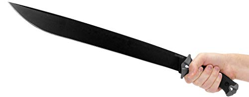 Kershaw Camp 18 (1074) Camp Series Machete; 18” 65Mn Steel Fixed Blade with Black Powdercoat Finish and Rubber Overmold Handle; Includes Molded Sheath with Nylon Straps And Lash Points; 2 lb. 14 oz
