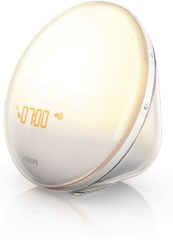 Philips SmartSleep HF3520/60 Wake-Up Light Therapy Alarm Clock with Colored Sunrise Simulation and Sunset Fading Night Light, White