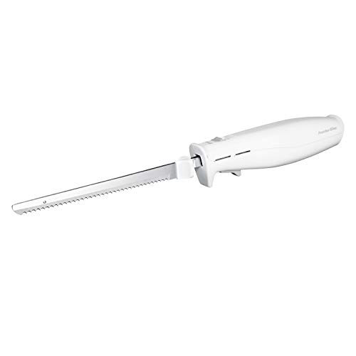 Proctor Silex Easy Slice Electric Knife for Carving Meats, Poultry, Bread, Crafting Foam and More, Lightweight with Contoured Grip, White (74311Y)