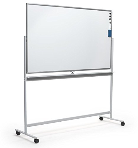 Displays2go 60 x 36 Rolling Whiteboards, Double Sided, Magnetic Surface – Silver (WHBMOB6040)