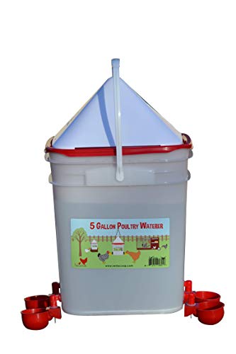 RentACoop 5 Gallon/ 4 Automatic Chicken Nipple Water Cup Chicken Waterer - Center Placement