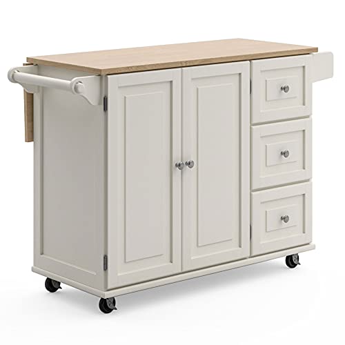 homestyles Dolly Madison Mobile Kitchen Island Cart with Drop Leaf Breakfast Bar, Off-White