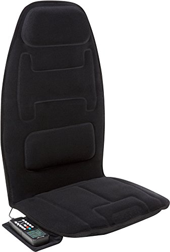 Relaxzen 10-Motor Massage Seat Cushion with Heat and Extra Foam, Black
