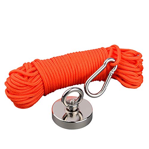 Mutuactor Fishing Magnets 400lbs Pull Force,Strong Retrieval Magnet N52 Neodymium Magnets with 20m(66Feet) Durable Rope,Powerful Magnets for Fishing and Magnetic Recovery Salvage