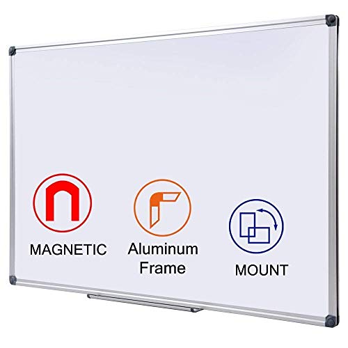 48 x 36 Inch Large Magnetic Dry Erase Board with Pen Tray| Wall-Mounted Aluminum Portable Message Presentation White Board for Kids, Students & Teachers