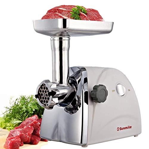 Sunmile SM-G31 Electric Meat Grinder - Max 1HP 800W- ETL Meat Mincer Sausage Grinder, Stainless Steel Cutting Blade, 3 Stainless Steel Grinding Plates, 1 Big Sausage Stuff