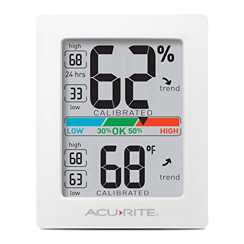 AcuRite Monitor for Greenhouse, Home or Office(3 x 2.5 Inches) Room Thermometer Gauge with Temperature Humidity, Digital Hygrometer Indoor