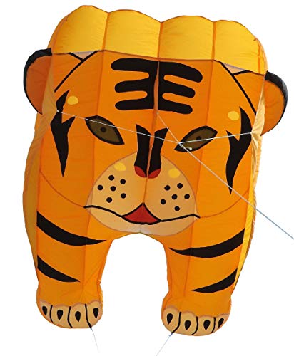 Fullfar Tiger 3D Kite for Adult, Soft Nylon Material Parafoil Kite for Kids. Easy to Fly 244×39 inch with Kite String and Backpack, Perfect Kite for The Beach or Park.