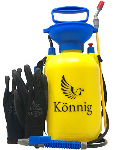 Könnig Lawn and Garden Sprayer 0.8 Gallon - Portable Pump Pressure Weed Killer with Nozzle for Water, Pesticides, Chemicals - 1 Free Pair of One-Size Garden Gloves