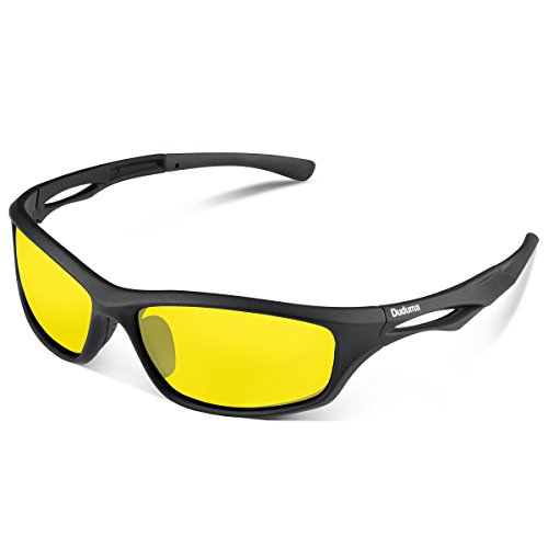 Duduma Polarized Sports Sunglasses for Men Women Baseball Running Cycling Fishing Driving Golf Softball Hiking TR90 Unbreakable Frame(Black Matte Frame with Yellow Lens)