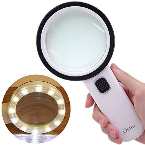 Magnifying Glass with Light,30X High Power Jumbo Lighted Magnifier Lens for Seniors Reading Small Print,Stamps, Map,Inspection, Macular Degeneration
