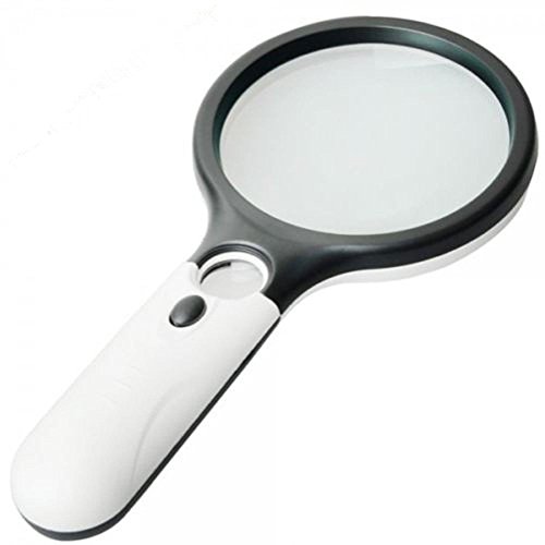 Magnifier 3 LED Light, Marrywindix 3X 45X Handheld Magnifier Reading Magnifying Glass Lens Jewelry Loupe White and Black