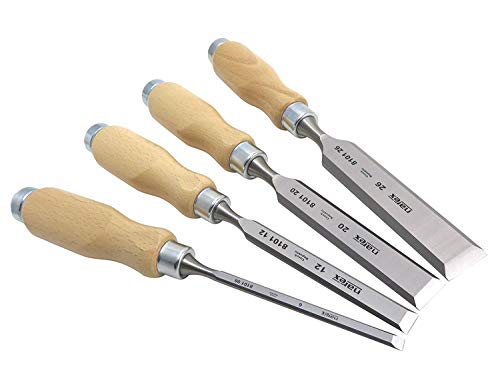 Narex (Made in Czech Republic) 4 pc set 6mm (1/4"), 12 (1/2"), 20 (3/4") , 26 (1 1/16") mm Woodworking Chisels 863010