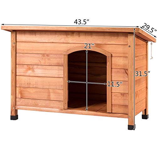 Tangkula Dog House, Outdoor Weather-Resistant Wooden Log Cabin, Home Pet Furniture, Pet House with Adjustable Feet & Removable Floor, Pet Dog House(Extra Large)