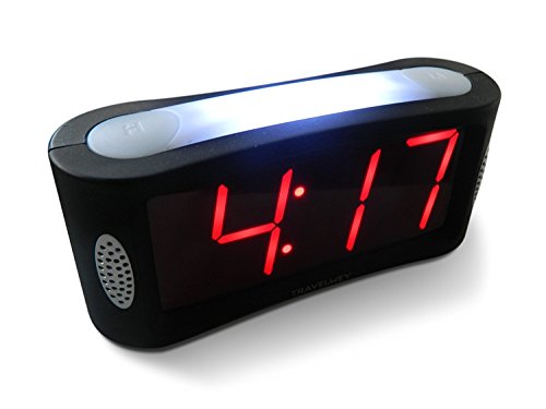 Travelwey Home LED Digital Alarm Clock - Outlet Powered, No Frills Simple Operation, Large Night Light, Alarm, Snooze, Full Range Brightness Dimmer, Big Red Digit Display, Black