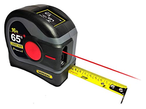 General Tools LTM2X Laser Tape Measure 2-in-1, 65 Ft Laser Measure And 16 Ft Tape Measure with Large, Easy to Read Backlit Digital Display, (Model: LTM2X-GY-A)