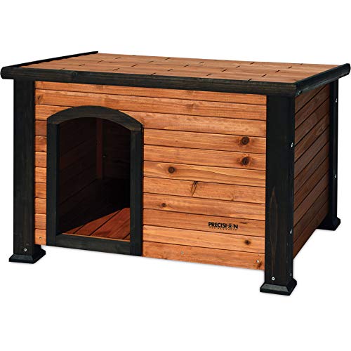 Petmate Precision Pet Weather-Resistant Log Cabin Dog House with Adjustable Feet, Natural Wood, Large