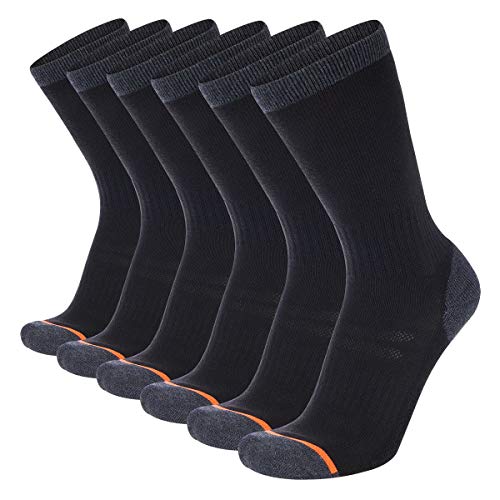 COOVAN Men's 6 Pack Performance Cushion Crew Socks Men Athletic Comfort Work Sock