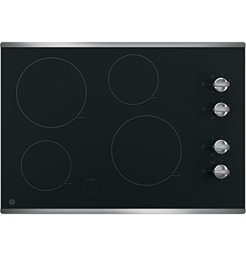 GE JP3030SJSS 30 Inch Smoothtop Electric Cooktop with 4 Radiant Elements, Knob Controls, Keep Warm Melt Setting