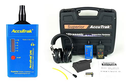 Superior AccuTrak VPE PRO-PLUS Ultrasonic Leak Detector Pro-Plus Kit, Includes VPE Leak Detector, Headset, Battery, Large Carry Case, Touch Probe, Waveguide, Sound Generator, Noise Blocking Headphones