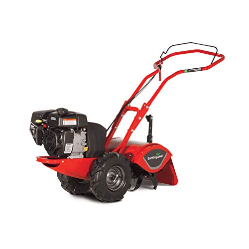 Earthquake Rear Tine Tiller, 4-Cycle 196cc Powerful Kohler Engine, Large Non-Pneumatic Wheels, 16” Tilling Width with Reverse