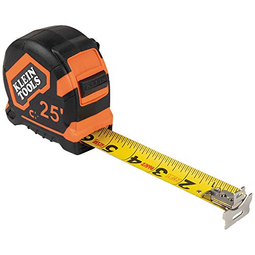 Klein Tools 9225 Tape Measure, 25-Foot Double-Hook Double-Sided Measuring Tape, Magnetic with Retraction Speed Break and Metal Belt Clip