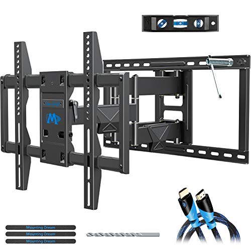 Mounting Dream Full Motion TV Mount Wall Bracket TV Wall Mounts for 42-75 Inch TV, Premium TV Bracket, Fits 16, 18, 24 inch Wood Stud Spacing with Articulating Arm up to VESA 600x400mm, 132 lbs MD2298