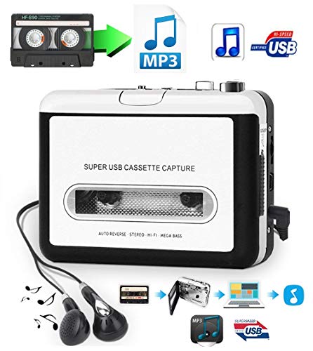 USB Cassette-to-MP3 Converter Capture, Actpe Audio Super USB Portable Cassette/Tape to PC MP3 Switcher Converter with Headphone