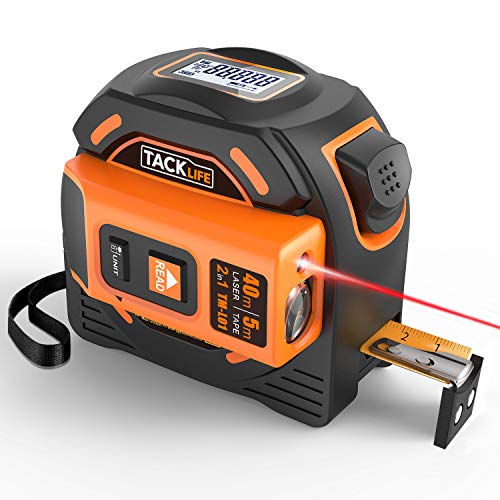 Laser Tape Measure 2-in-1, Laser Measure 131 Ft, Tape Measure 16 Ft Metric and Inches with LCD Digital Display, Movable Magnetic Hook, Screwdriver, Nylon Coating for DIY, Construction - TM-L01