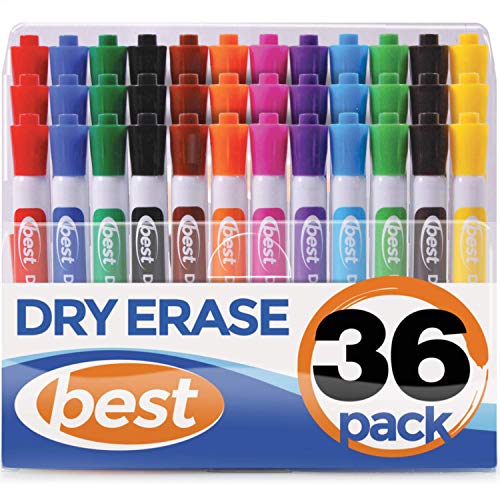 Best Dry Erase Markers (BULK SET OF 36!) in Assorted Colors - Usable on any Whiteboard Surface - Fine Point White Board Pens in 12 Different Colors - Including Black, Neon, Red, Green, Blue, More
