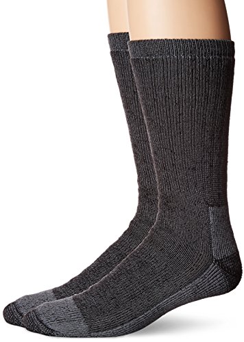 Fruit of the Loom Men's Work Gear Crew Socks with Arch Support | Breathable & Lightweight | 2 Pack Socks,Black,Shoe Size 6-12/Sock Size 10-13