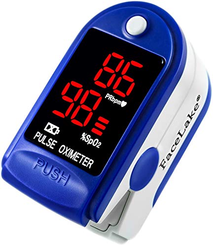 Facelake ® FL400 Pulse Oximeter with Carrying Case, Batteries, Neck/Wrist Cord - Blue