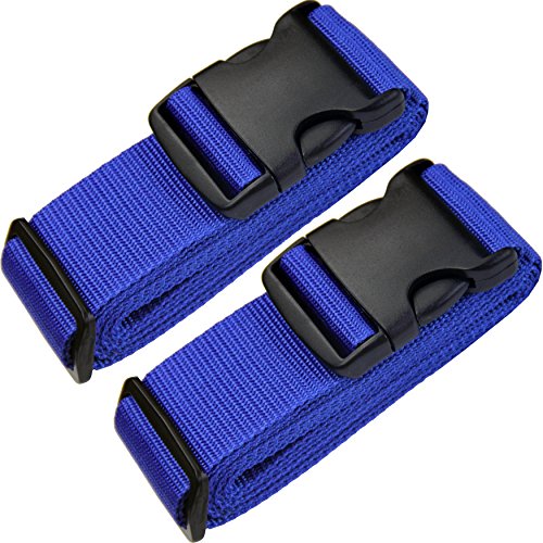 TRANVERS Luggage Strap for Suitcase Heavyduty Travel Belt Adjustable 2-Pack Blue