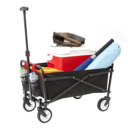 YSC Wagon Garden Folding Utility Shopping Cart,Beach Red (Navy Blue) (Regular, Black)