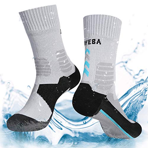 Layeba 100% Waterproof Breathable Socks [SGS Certified] Unisex Outdoor Sports Hiking Trekking Skiing Socks 1 Pair & 2 Pairs (Grey, Small)