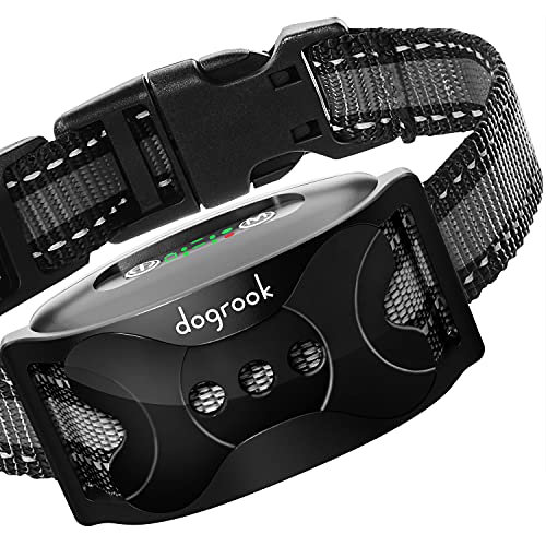 DogRook Rechargeable Dog Bark Collar - Humane, No Shock Barking Collar - w/2 Vibration & Beep - Small, Medium & Large Dogs Breeds Training - No Remote - 8-110 lbs